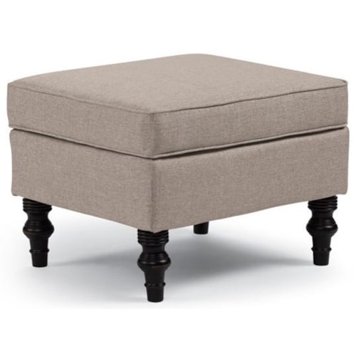 Ottoman with Turned Wood Feet