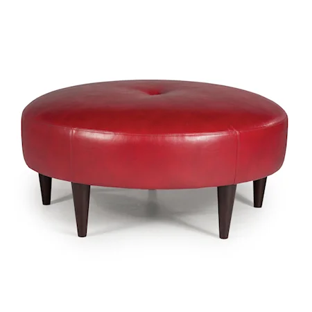 Odon Round Ottoman with Exposed Wood Legs