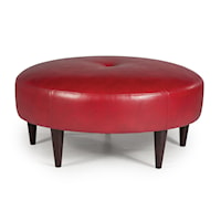 Odon Round Ottoman with Exposed Wood Legs