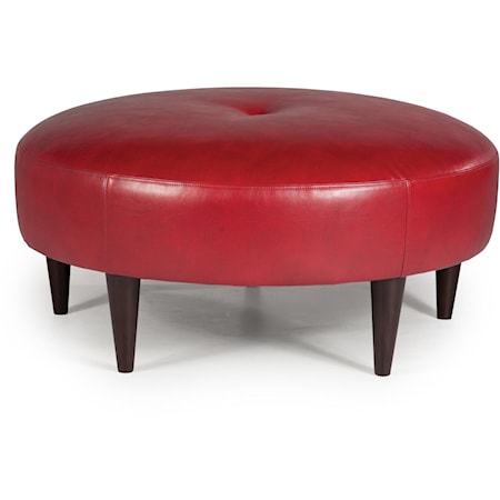 Odon Round Ottoman with Exposed Wood Legs