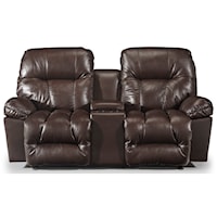 Casual Reclining Space Saver Loveseat with Cupholder Storage Console