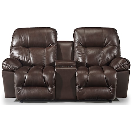 Casual Reclining Space Saver Loveseat with Cupholder Storage Console