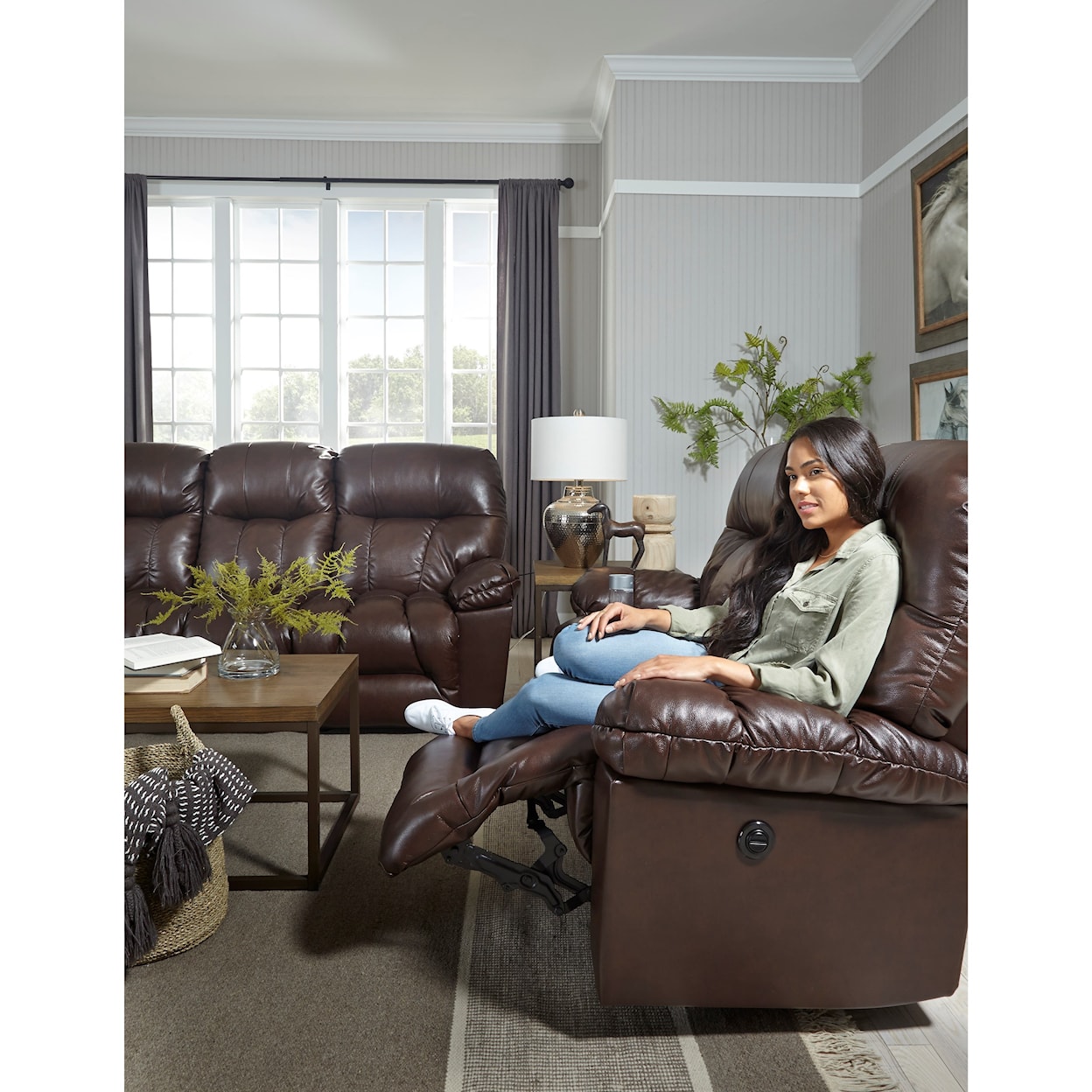 Best Home Furnishings Retreat Reclining Space Saver Console Loveseat