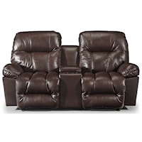 Casual Power Reclining Space Saver Loveseat with Cupholder Storage Console