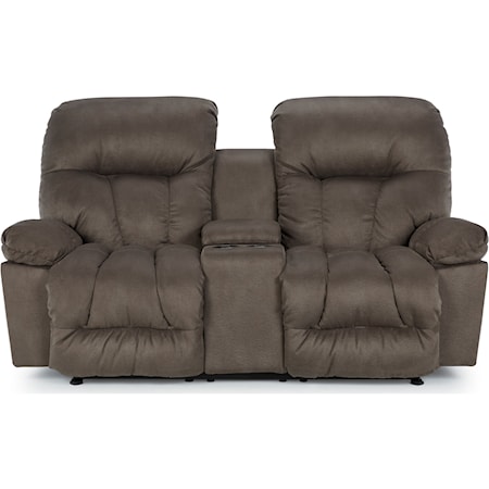 Casual Rocker Recliner Loveseat with Cupholder Storage Console