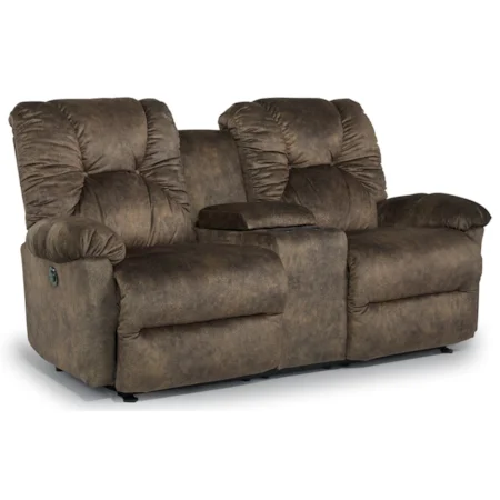 Casual Power Space Saver Reclining Loveseat with Cupholder Storage Console
