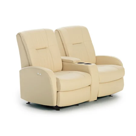 Contemporary Rocker Recliner Console Loveseat with Drink Console