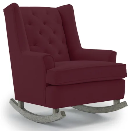 Paisley Button Tufted Rocking Chair with Wood Runners