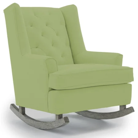 Paisley Button Tufted Rocking Chair with Wood Runners