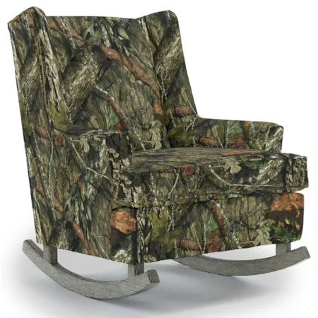 Paisley Button Tufted Rocking Chair with Wood Runners