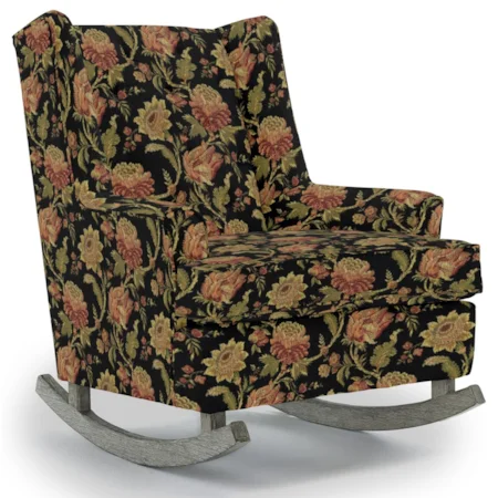 Paisley Button Tufted Rocking Chair with Wood Runners
