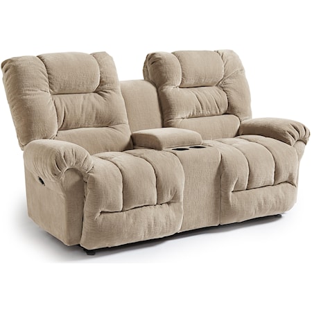 Casual Rocking Reclining Loveseat with Cupholder Console