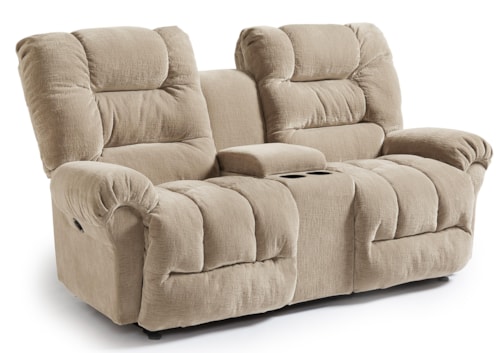 Casual Power Rocking Reclining Loveseat with Cupholder Console