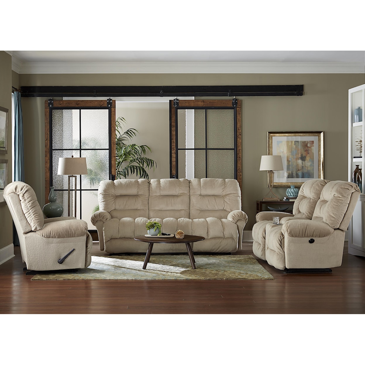 Best Home Furnishings Seger Space Saver Reclining Loveseat w/ Console