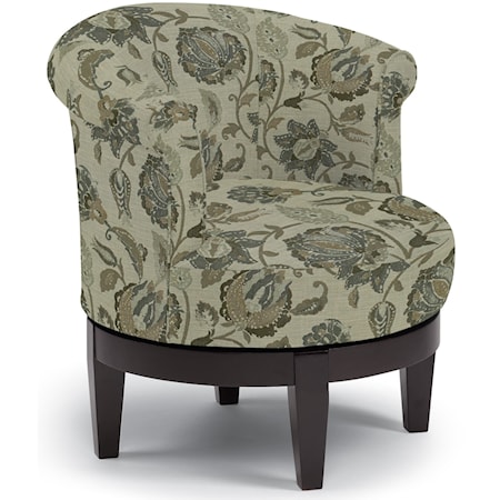 Chic Attica Swivel Chair with Traditional Rolled Chair Back