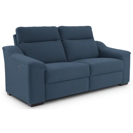 Contemporary Power Reclining Sofa with Wood Feet and Stationary Arms