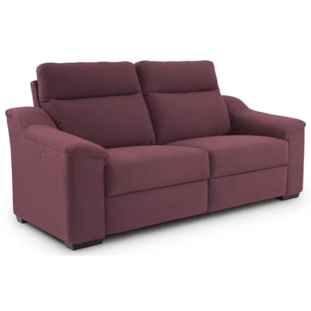 Contemporary Power Reclining Sofa with Wood Feet and Stationary Arms