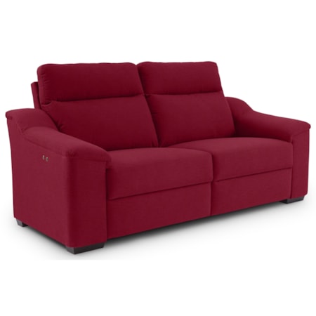 Contemporary Power Reclining Sofa with Wood Feet and Stationary Arms