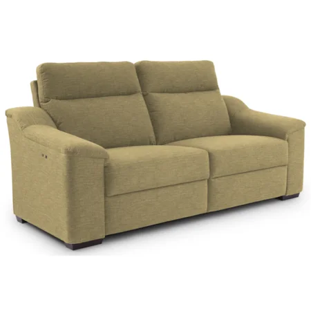 Contemporary Power Reclining Sofa with Wood Feet and Stationary Arms