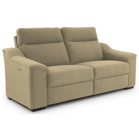 Contemporary Power Reclining Sofa with Wood Feet and Stationary Arms