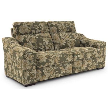 Contemporary Power Reclining Sofa with Wood Feet and Stationary Arms