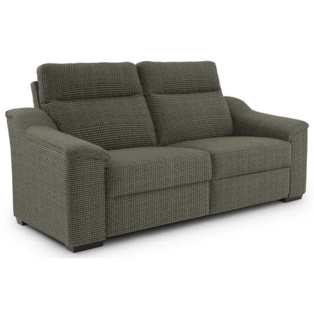 Contemporary Power Reclining Sofa with Wood Feet and Stationary Arms