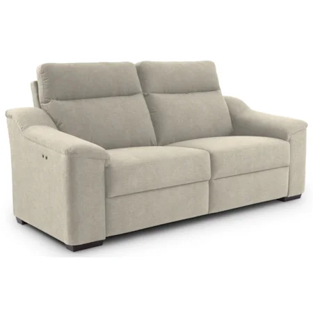 Contemporary Power Reclining Sofa with Wood Feet and Stationary Arms