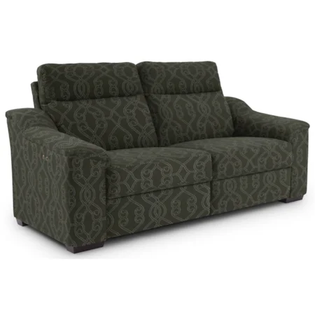 Contemporary Power Reclining Sofa with Wood Feet and Stationary Arms