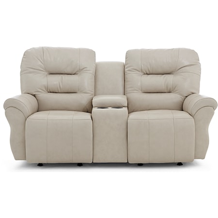 Casual Space Saver Reclining  Loveseat with Cupholder Storage Console