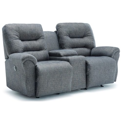 Casual Power Rocking Reclining  Loveseat with Cupholder Storage Console