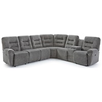 Casual 5-Seat Reclining Sectional Sofa with Cupholders & Storage Drawer