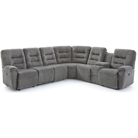 Casual 5-Seat Power Reclining Sectional Sofa with Cupholders