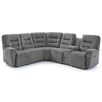 Casual 4-Seat Power Reclining Sectional Sofa with Cupholders