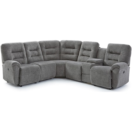 Casual 4-Seat Power Reclining Sectional Sofa with Cupholders