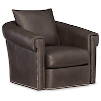 Transitional Leather Swivel Glider with Nailhead Trim