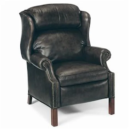 Reclining Wing Chair with Brass Nails