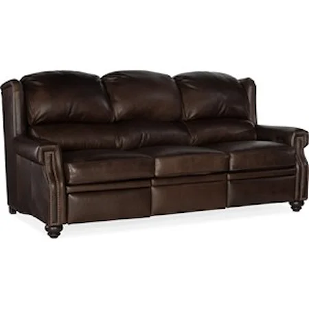 Traditional Motion Sofa with Power Headrests and Extended Footrest