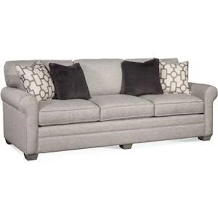 Bedford Casual Estate Sofa with Rolled Arms and Exposed Wood Feet