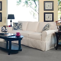 Casual Three Seater Sofa with Rolled Arms and Slipcover