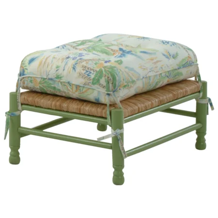 Coastal Style Vineyard Ottoman with Loose Attached Cushion