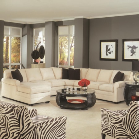 Casual Six Person Sectional Sofa with Chaise