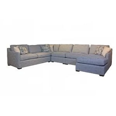 Modern 5 Pc. Sectional with Track Arms and Exposed Block Feet