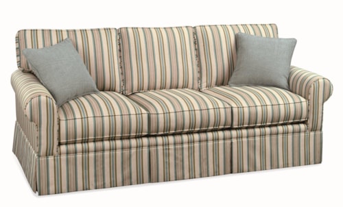 Casual Three Seater Sofa with Rolled Arms and Skirt