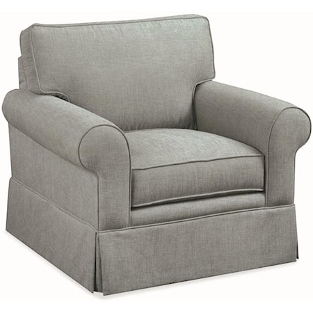 Casual Skirted Chair with Rolled Arms