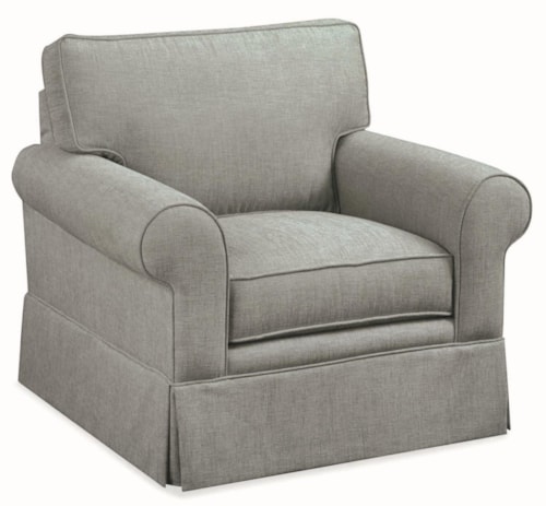 Casual Skirted Chair with Rolled Arms