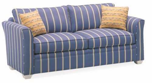 Casual Two Person Stationary Sofa with Exposed Wood Feet