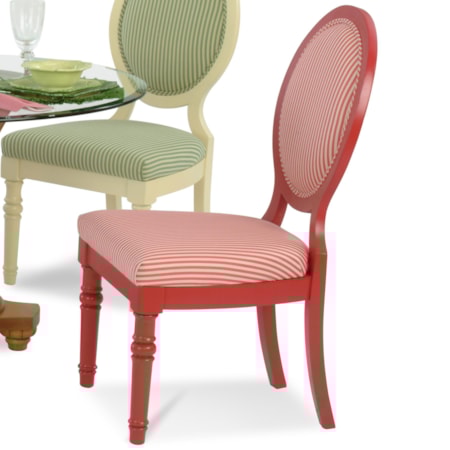 Tropical Oval Backed Side Chair with Rattan Detailing