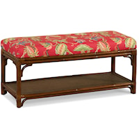 Tropical Bed Bench with Lower Shelf