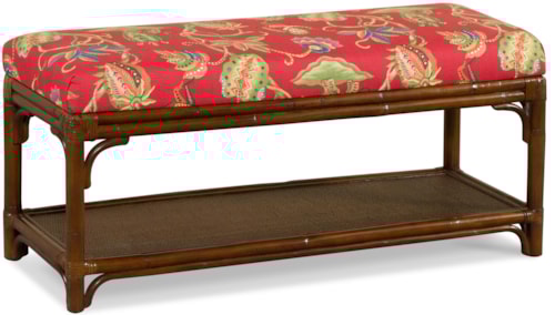 Tropical Bed Bench with Lower Shelf