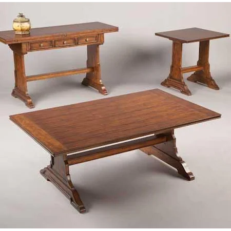 Rectangular Cocktail Table with Planked Top